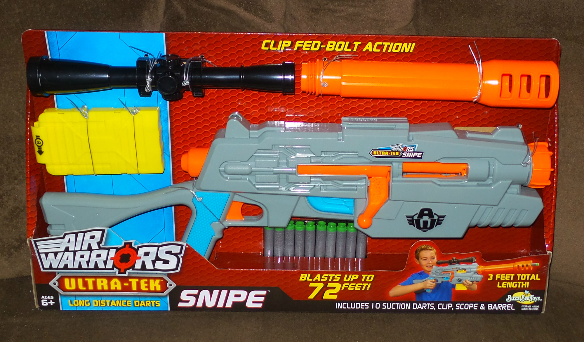 Air Warriors Ultra-Tek Wizard Dart Blaster Blue/Yellow Gun W 4 Suction  Darts